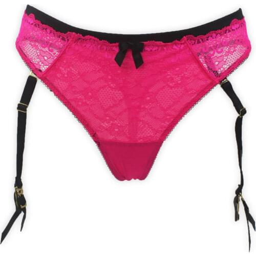 Fashion Rose Gauze Lace 4 Removable Straps women/female/lady Garter belt with Thong for Stocking New Suspender lingerie GA1021