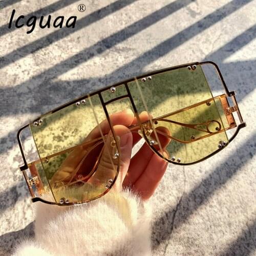 Oversized Rimless Sunglasses Punk Metal Women Vintage Luxury Brand Fashion Onepiece Men sunglasses Gafas Glasses UV400