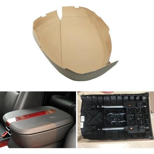 Car-styling Microfiber Leather Center Control Lid Armrest Box Cover Trim For Cadillac Escalade 2007 2008 2009 2010 2011 Beige