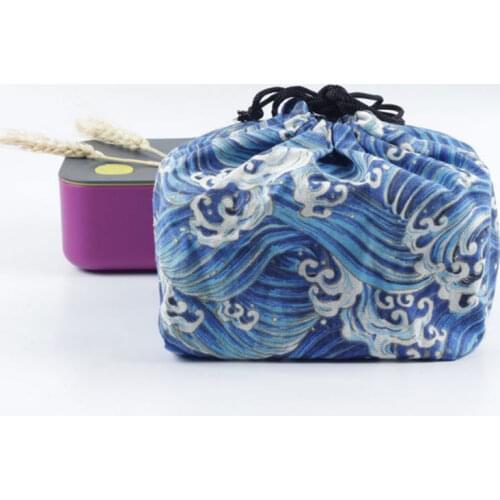 Lunch Bag Thermal Insulated Japanese Style Bento Pouches Portable School Food Storage Travel Picnic Cooler Printed Office Cloth