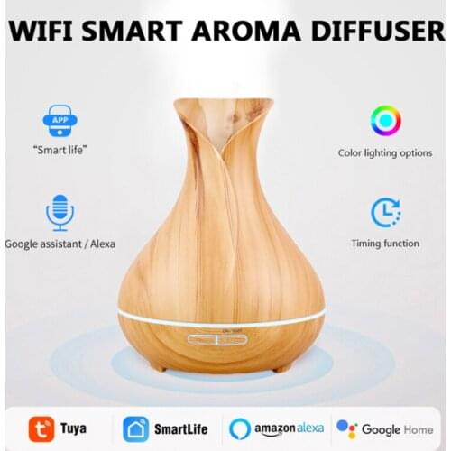 400ml Smart WiFi Essential Oil Aromatherapy Diffuser Air Humidifier Works With TUYA Smartlife Alexa Google Home Hot