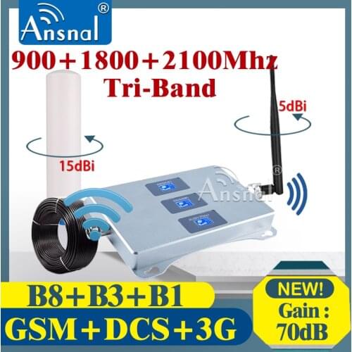 Amplifier 4G 900 1800 2100Mhz Tri-Band Cellphone Cellular Amplifier GSM Repeater 2g 3g 4g Network Signal Booster GSM WCDMA LTE