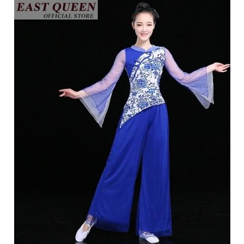 Chinese Folk Dance traditional chinese clothing for women stage dance wear two piece set top and pants dance wear FF316 A