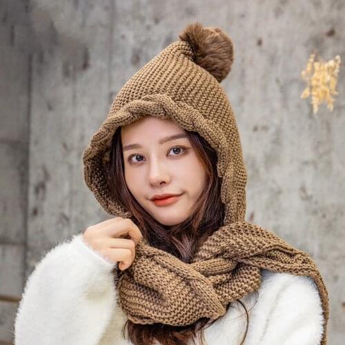 Winter Scarf & Hat Sets Warm Hat Fashion Knitted Hat Ladies Women Winter Wraps Thick Hat and Scarf Set Ball Decoration