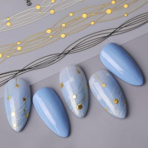 1 Pcs 3D Nail Stickers Gold Black Linear Nail Sticker Transfer Various 3D Adhesive Nail Art Decoration Design
