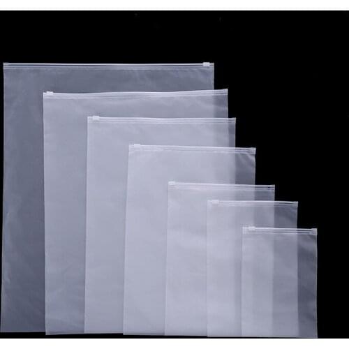 10pcs Frosted Clothing Storage Bag Transparent Self Styled Zipper Sack Dustproof Waterproof Good Toughness Socks Packaging Pouch