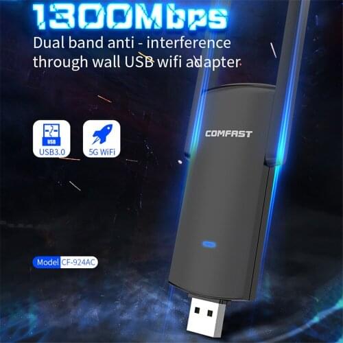 1300Mbps 5GHZ 2.4Ghz Wifi USB3.0 adapter dual band for PC Ethernet WiFi Dongle external antenna Wi Fi Receiver Network Card