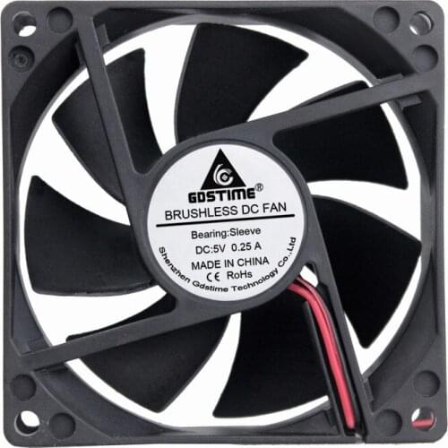 Gdstime 2 Piece DC 5V 80mm x 25mm 8025s 2Pin Brushless CPU Computer Case Cooling Fan Cooler 80x80x25mm 8cm