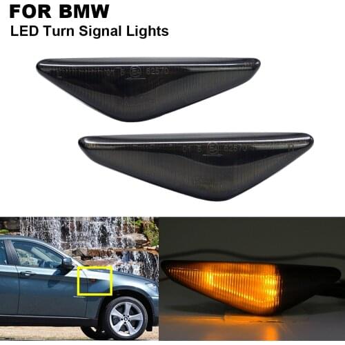 2PCS Smoked Amber Turn Signal Lamp LED Indicator Side Marker Light For BMW X3 F25 X5 E70 LCI X6 E71 X6 E72 Hybrid 2008-2011