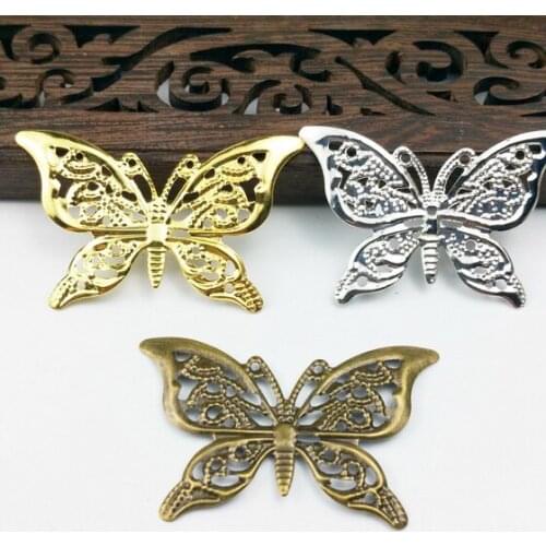 20 pieces / lot 26*38mm Metal Filigree butterfly Slice Charms base Setting Jewelry DIY Components Findings07564