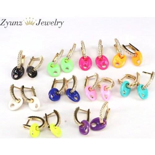 5 Pairs, Gold Colorful Enamel Mask Bead Dangle Charm Drop Earring 2020 Crystal Jewelry