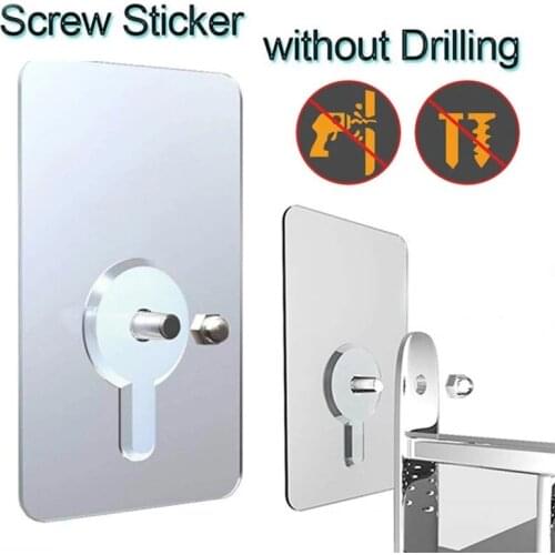 5Pcs Punch-Free Non-Marking Screw Stickers Adhesive Nails Seamless Wall Hook Waterproof Durable Kitchen Bathroom Screw Hook