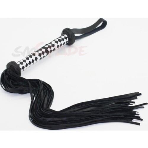 5% off Genuine leather suede flogger whip with abundant tails, black and white flirting fun sexy leather whip