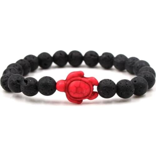 8mm gdr2 black stone volcanic lava bead Bangles red turquoise tortoise Buddha Prayer Yoga Bracelet women men nature stone