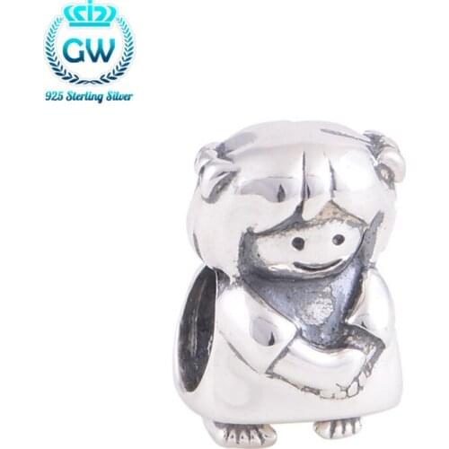 925 Sterling Silver Little Girl Charm For European Bracelets Bangle Women Jewelry