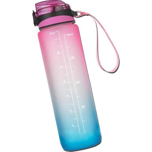 Straw Water Bottle Leak Proof With Time Marker For Outdoor Sports Fitness Drinkware 1000ml Capacity Drink Bottle