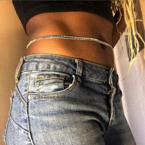 Sexy Rhinestone Belly Waist Chain for Women Summer Beach Bikini Crystal Body Chain Waist Jewelry Belt Chain Club Gift