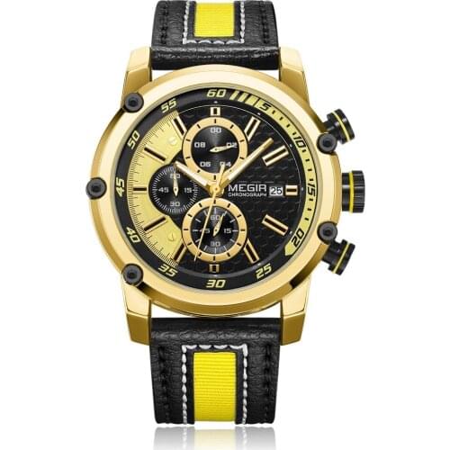 MEGIR Creative Chronograph Sport Men Watch Luxury Quartz Watches Men Clock Army Military Wristwatches Hour Relogio Masculino