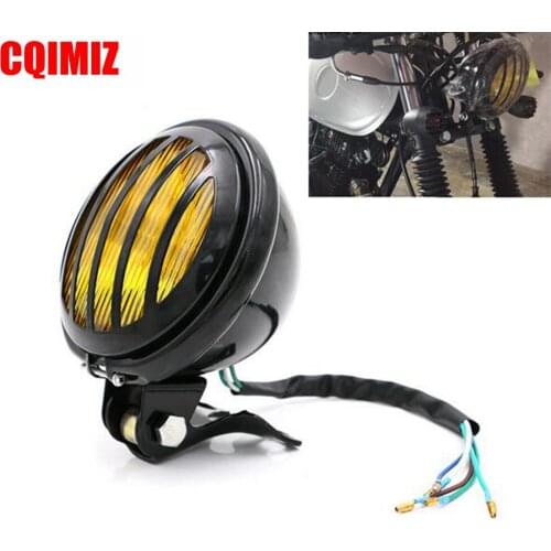 Black Retro Motorcycle Grille Headlight For CG125 GN125 Harley Cafe Racer Honda Headlamp
