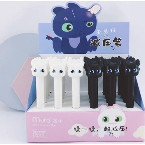 30 pcs/lot Black White Monster Decompression Gel Pen Cute 0.5mm Sponge Neutral Pen School writing Supplies Promotional Gift