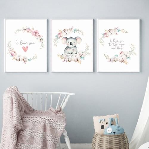 Loving Koala Mother and Baby Garland Canvas Painting Wall Art Prints Poster Kids Bedroom Decoration Picture Home Decor Modern