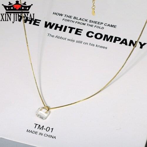 Korean version of ins fashion new big crystal H letter bag lock necklace simple popular zircon clavicle chain female accessories