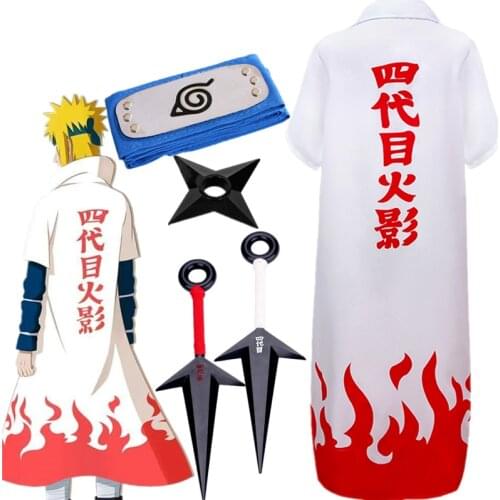 Cosplay Set Anime Hokage Ninja Yondaime Hokage Namikaze Minato Cloak Costume Halloween Christmas Party Clothing Kunai shuriken