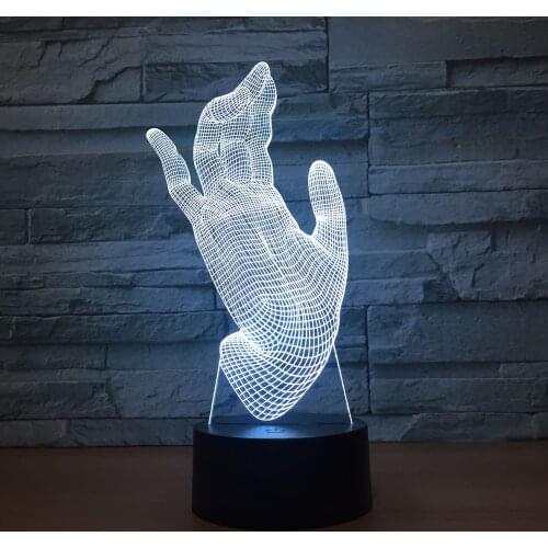 Hand Shape Creative 3D illusion Lamp LED Night Light Acrylic Discoloration Colorful Atmosphere Lamp Novelty Lighting