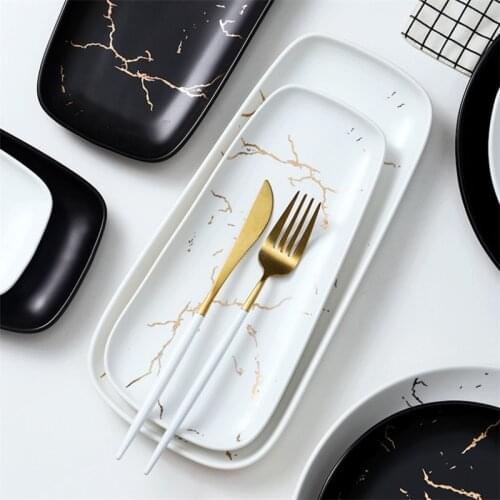 Nordic Style Creative Ceramic Marble Dinner Steak Plates Porcelain Dessert Fruit Plate Kitchen Dinnerware Cake Salad Dishes