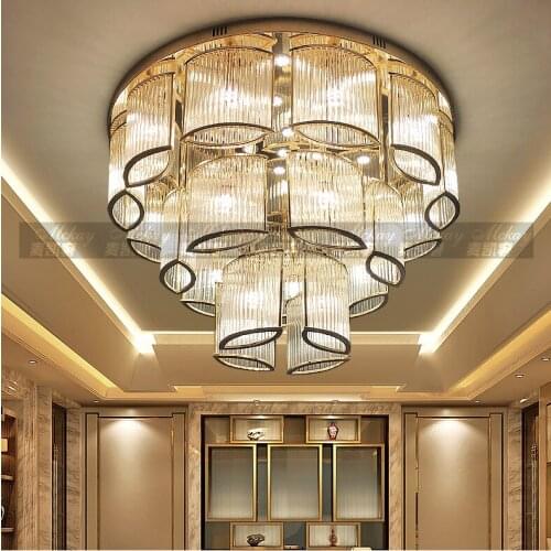 Round villa living room crystal lamp tea restaurant private room simple post-modern hotel lobby project large chandelier custom