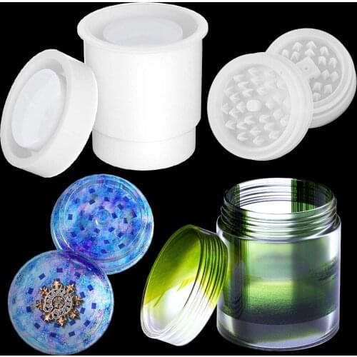 Creative Crystal Drop Round Bottle Herbal Grinder Set Silicone Resin Mold Uv Resin Mould Combination Wholesale