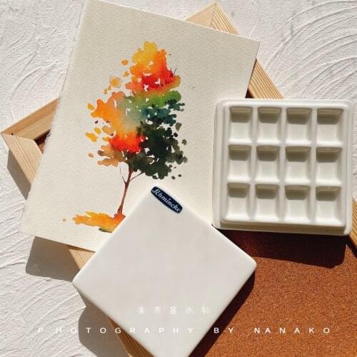 German Schminck 12 grid ceramic palette with cover Nail art/ Acrylic Watercolor painting/ Gouache