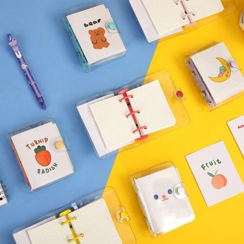 Creative Cute Transparent 3 Ring Mini Loose-leaf Hand Book Student Portable Notebook Ring Binder Kawaii School Supplies