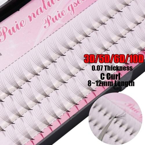 New 3D/5D/6D/10D Mink Black False Eyelashes Soft Lashes Individual Eyelashes Eye Extension Tools 007 C 8~12mm