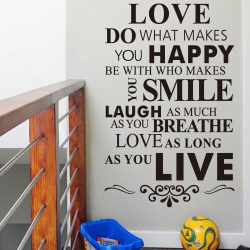 New Creative Love do what makes you Happy Art Pvc Wall Stickers Home Decor Words Wall decals adesivo de parede mural D082