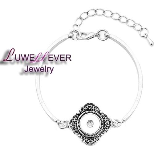 Carve Flower Interchangeable Snap Button Jewelry Bracelet Fit 12mm snap button For Women charm jewelry gift