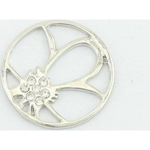 Silver Crystal Floating Locket Plate 22mm Window Plates Charms fit 30mm Locket Jewelry Pendants