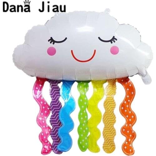 Danajiau NEW smile rainbow cloud foil balloon girl 10 years old happy birthday party balloons Kindergarten kids toy decoration