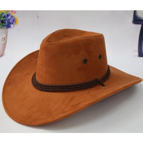 Summer Women Men Cowboy Hat Camping Outdoor Cap Foldable Sun Shield Western Casual Artificial Leather Hat