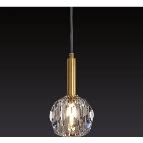 Modern Diamond Crystal Led Pendant Lights Copper Nordic Light Restaurant Bedroom Hotel Decoration Led Pendant Lamp Free Shipping