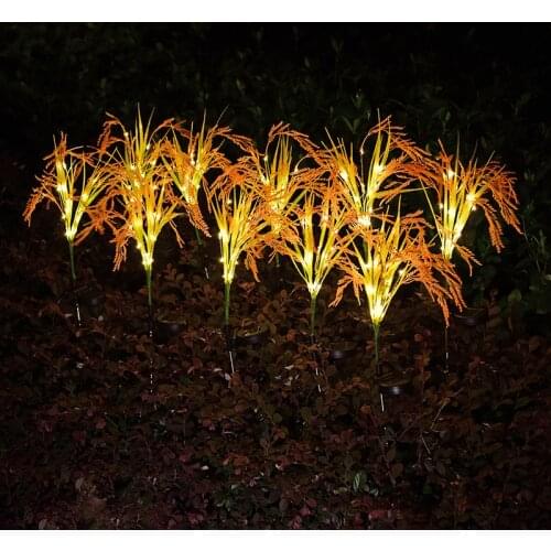 Led solar light pole rice light garden park solar simulation wheat plug ground light outdoor decorative landscape light 2pc
