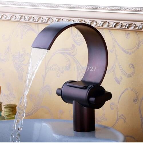 Vidric Classic Antique Copper Double handle Crane Oil Rubbed Bronze Waterfall Water Faucet Torneira Banheiro Bathroom Basin Mixe