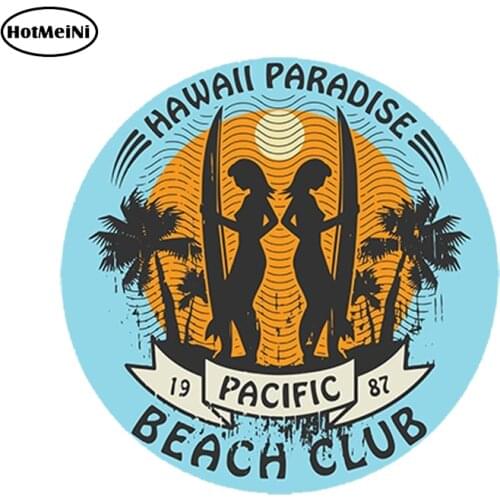 HotMeiNi Car Styling Car Sticker Hawaii Surf Vinyl Sticker Laptop Travel Luggage Waterproof Accessories 13x13cm