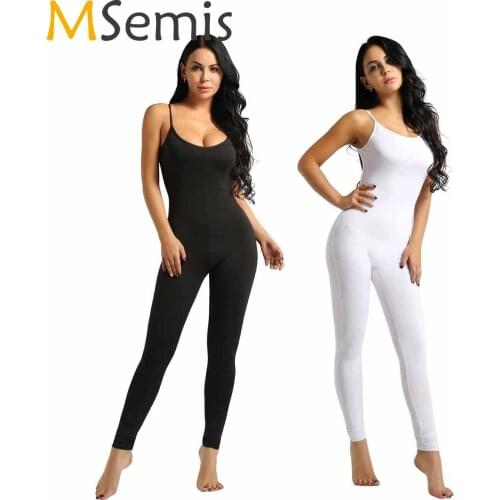 MSemis Women Ballet Leotard Sleeveless Gymnastics Unitard Spaghetti Straps Stretchy Yoga Sports Dance Costume Bodysuit Jumpsuit