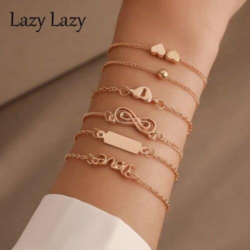 Letter Jewelry Bracelets & Bangles for Women Fashion Note Bead Bracelets Set Gold Multilayer Link Charm Party Jewelry Gift