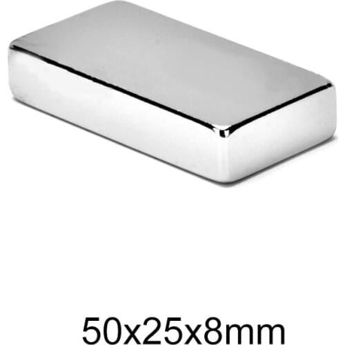 1/2/5PCS 50x25x8 Powerful magnetizing Magnets 50mmX25mm Neodymium Magnet 50x25x8mm Strong NdFeB Permanent Magnetic 50*25*8 mm