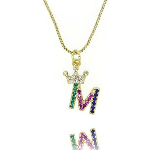 1pcs Couples Jewelry Copper Micro-color Zircon 26 ABC Initial Alphabet Letters Name Pendant Charms Choker Necklace For Women