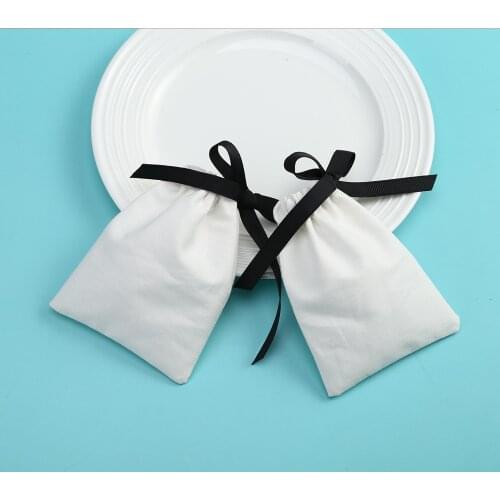 Jewelry Cotton Bags with Ribbon Handmade Drawstring Bags&Pouches Christmas Wedding Birthday Newborn Gift Packing Can Custom logo
