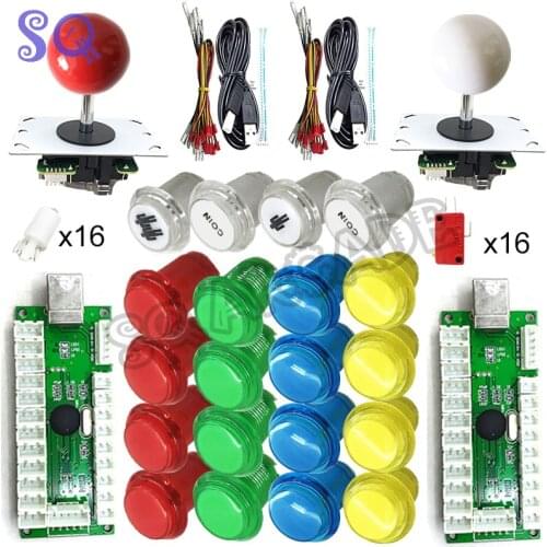2 Player Arcade DIY Kit USB Encoder to PC Joystick Games Controller Light Illuminated Push Button For PC Game MAME