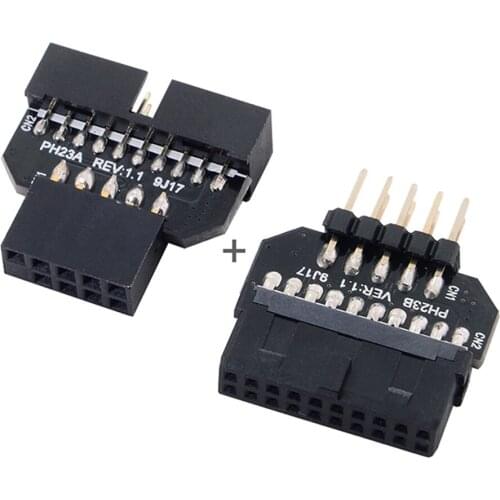 USB3.0 20 pin female to USB2.0 9 pin male adapter; USB 3.0 20Pin to USB 2.0 9PIN converter adapter